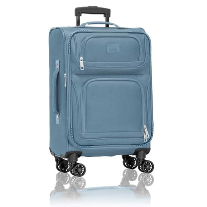 U.S. Traveler Rio Lightweight Softside Rolling Carry-on Suitcase, 4-Wheel Single, Light Blue - color: Light Blue, size: 22"