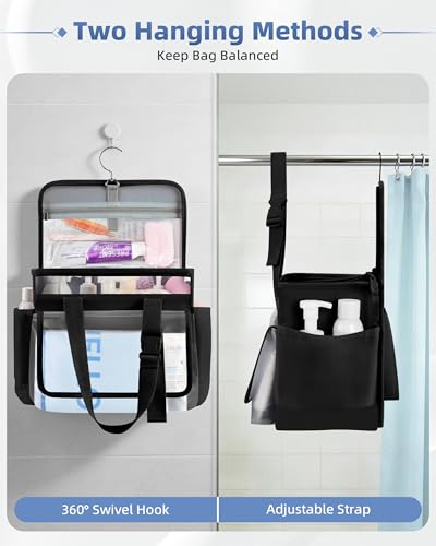 Marscamd Hanging Shower Caddy Organizer Bag with Quick Dry Mesh, Black - color: Black