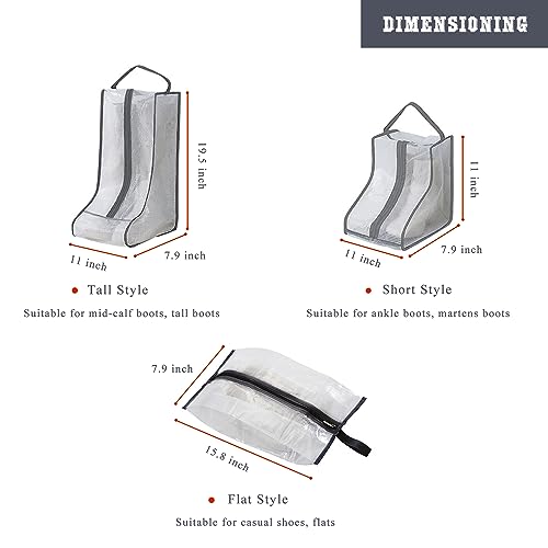 Fazhongfa Travel Bags for Luggage Packing, Clear Stackable Storage Dust Waterproof Shoe Bags in Closet 2 Set Hanging Bags (Clear Gray-Thigh Boot) - style: Clear Gray-thigh Boot