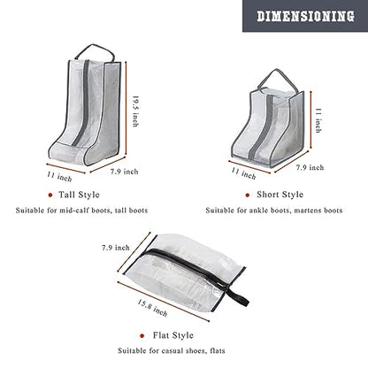 Fazhongfa Travel Bags for Luggage Packing, Clear Stackable Storage Dust Waterproof Shoe Bags in Closet 2 Set Hanging Bags (Clear Gray-Thigh Boot) - style: Clear Gray-thigh Boot