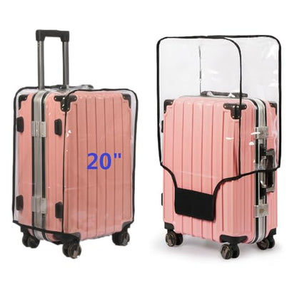 Clear PVC Suitcase Cover - Thick, Transparent, Waterproof & Dustproof - Wheeled Luggage Protector (20") - size: 20"