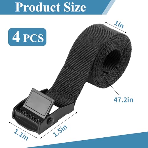 PEASUG Tie Down Straps, 4 Pack Lashing Straps with Buckles for Packing - color: Black, size: 1" x 4'