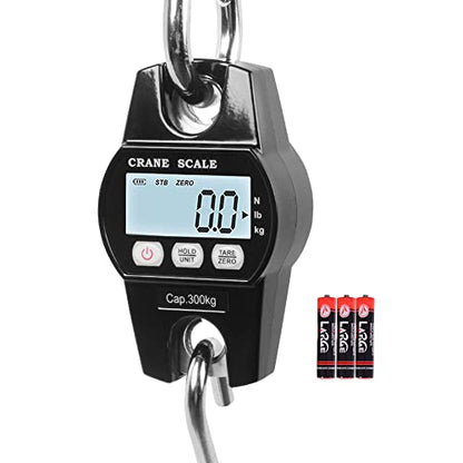 Fuzion Hanging Scale 660LB/300KG, Crane Scale with Snap-Fit Lifting Ring - color: Black