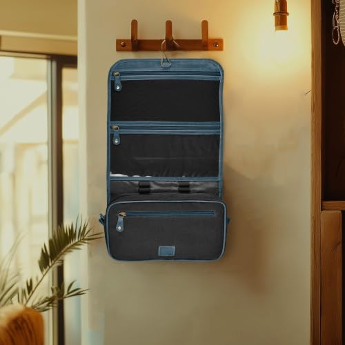 LEATHER VILLAGE Hanging Leather Toiletry Bag for Men, Dopp Kit, Blue - color: Blue