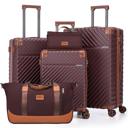 Cosbarn Luggage Sets 5 Pcs Suitcases with Wheels, 20"/24"/28",Burgundy - color: Burgundy, size: 5 Piece Sets (20/24/28/Db/Tb)