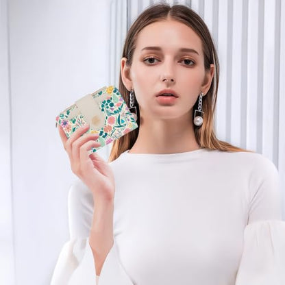 Floral Womens Bifold Wallet,Compact Leather Credit Card Holder - color: Floral