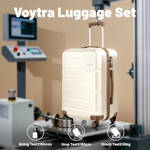 3-Piece Luggage Set with Carry On Luggage Set 22x14x9 Airline Approved, ABS Hardside Suitcase with 8 Spinner Wheels & TSA Lock, Expandable Suitcase for Men & Women (20/TB/DB Beige) - color: Beige, size: (20/DB/TB)-Expandable