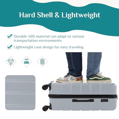 OLIXIS 3-Piece Luggage Set, Carry On Suitcases with Spinner Wheels, Expandable Travel Luggage with TSA Approved Lock & ABS Hard Shell, Light Grey, 20/24/28 Inch - color: Light Grey, size: 20/24/28IN