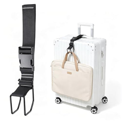 J Hook Luggage Strap, Luggage Hooks for Add A Bag Carry On, Adjustable Bag Strap Hook Flight Attendant Must Haves, Hands-Free Travel Accessory (Black, Large) - size: Large-1pcs