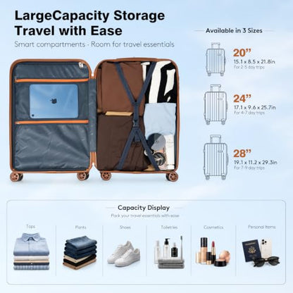 Luggage Sets 5 Pcs, Hardshell Lightweight Durable Suitcase With TSA-Lock - color: Gray