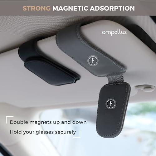 Magnetic Leather Car Sunglass Holder, Visor Sunglasses Holder Clip, 1 Pack - color: Blue