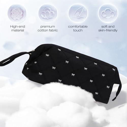 Stratalife Quilted Hair Tools Travel Bag with Polishing Cloth, Black Bow - color: Black Bow