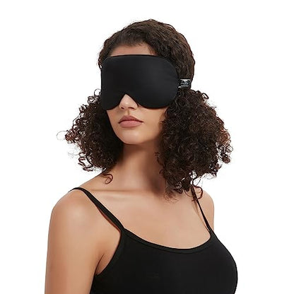Alaska Bear Sleep Mask Silk Eye Cover with Shaped Pad, Machine Washable - color: Black_padded