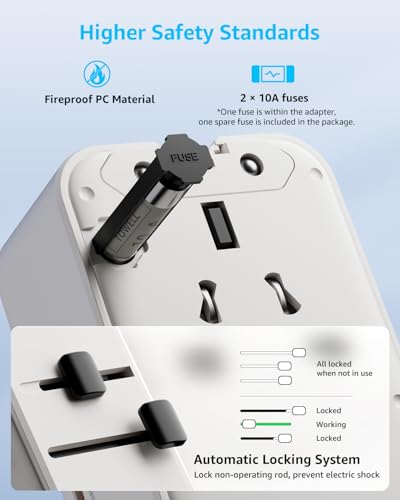 “Air” Universal Travel Adapter 2 USB-C＆ 2 USB-A Cover 200+ Countries - color: White, size: A1R PD25W