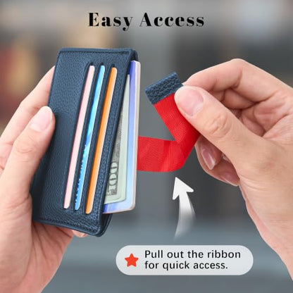 Airkit Small Slim ID Case, Womens Credit Card Holder Wallet, RFID Sleeve - color: Navy Blue