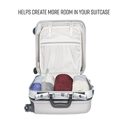 GForce 2 Pack Roll N Stow Travel Packing Bags | Luggage Organizer | Space Saving | Air-Tight Compression | No Vacuum | Zipper Seal | Medium & Large | Clear