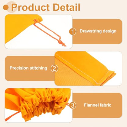 Cloth Shoe Bags for Travel Flannel Pouch with Drawstring Closure - color: Orange