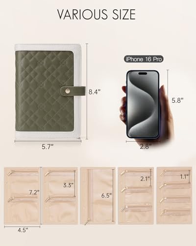 VLANDO Jewelry Organizer,Loose-Leaf with Clear Velvet Pouches,Olive Green - color: 03.Olive Green