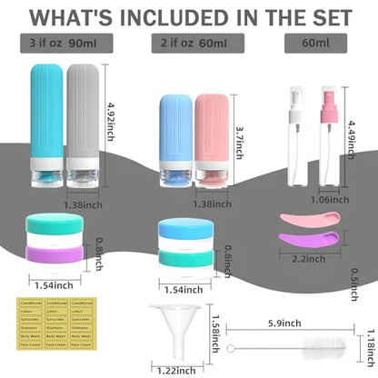 Vitog 16 Pack Travel Bottles Set, TSA Approved Silicone Toiletry Containers - color: multicolor