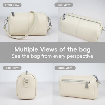 Small crossbody purse mini Genuine Leather Crossbody Bag for women - color: Off-white
