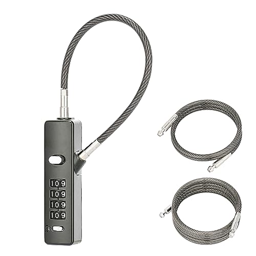 3 Interchangeable Cable Combination Lock, 904EC, Gun-Grey - color: Gun-Grey, size: 904EC-9"/23.6"/47.2"