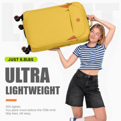 Verage Cambridge Lightweight Luggage Softside Expandable Spinner Wheel Suitcase (Misted Yellow, 29-Inch) - color: Misted Yellow, size: 29-Inch