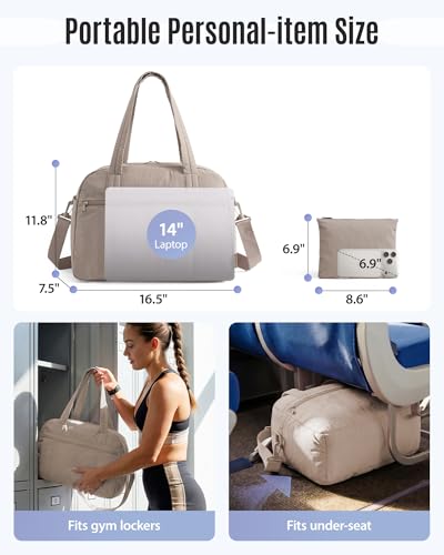 LIGHT FLIGHT Personal Item Travel Bag, Gym Bag for Women, Weekender Duffel - color: Pink