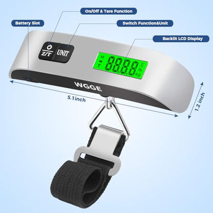 Digital Luggage Scale, WGGE Travel Luggage Weight Scale, Max 110lbs/50kg Baggage Scale with Backlit LCD Display (Pack of 2) - size: One_Size (Pack of 2)