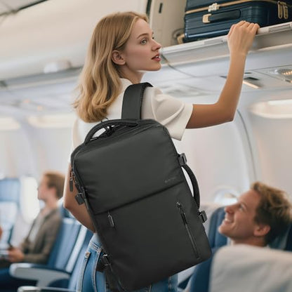 30L Lay Flat Travel Backpack for 16 Inch Laptop Carry On Black - color: Black