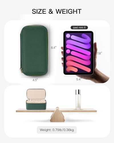 VLANDO Jewelry Boxes for Women with 12 Clear Velvet Zipper Pouches,Green - color: D.12 PCS Green