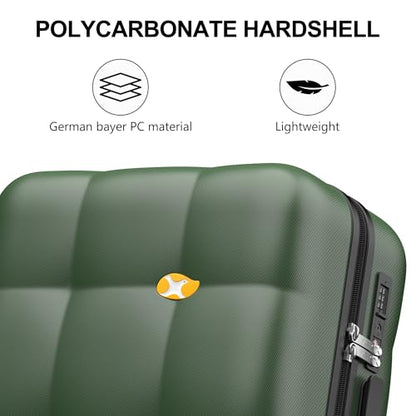 MGB 24 inch Luggage with Spinner Wheels TSA Travel Suitcase, Dark Green - color: Dark Green, size: Checked 24 Inch