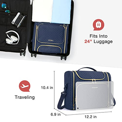 BAGSMART Women's Travel Toiletry Bag, Water-resistant Roomy, Navy Blue - color: Navy Blue