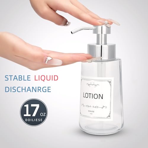 Glass Soap Dispenser 16oz Liquid Hand Soap Dispenser Chrome Pump - color: Chrome