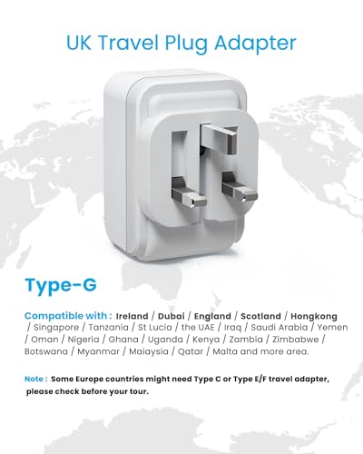 VINTAR 2 Pack Type G Adapter for Travel, 5 in 1 Foldable UK Power Adaptor - style: Type G - UK Ireland