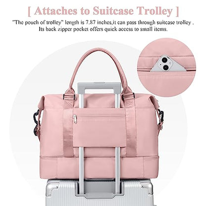 Travel Duffel Bag,Overnight Weekender Bags for Women with Wet Pocket - color: A-Pink, size: Large