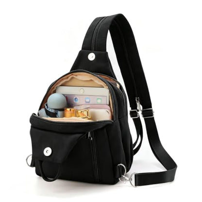 Rueesh Anti-Theft Backpack for Women, Multi-Pocket Crossbody Bag - color: Black