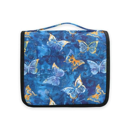 Hanging Travel Toiletry Bag Butterflies Dye Navy Kit Makeup Case Cosmetics Organizer for Men Women - color: Butterflies Dye Navy