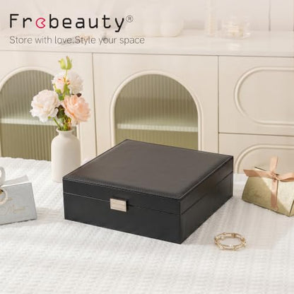 Frebeauty 50 Grid Earring Holder Organizer,2 Layer Jewelry Box for Women - color: Black
