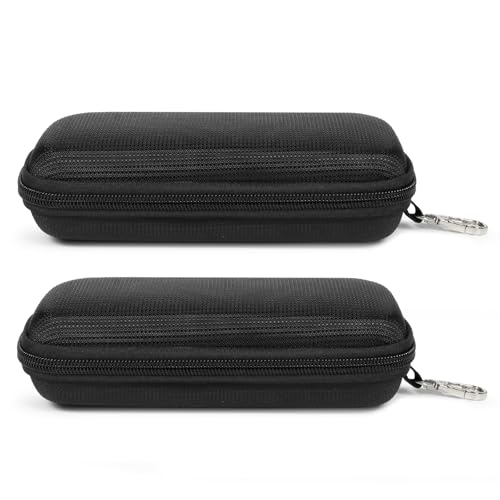 Double Eyeglasses Case for Dual Sunglasses, Hard Shell with Zipper - color: Black 2 Packs