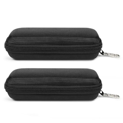 Double Eyeglasses Case for Dual Sunglasses, Hard Shell with Zipper - color: Black 2 Packs