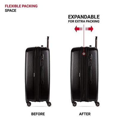 SwissGear 7272 Energie Expandable Hardside Trunk Luggage with Spinner Wheels and TSA Lock, Black, 2-Piece Trunk Set (19/29) - color: Black, size: 2-Piece Trunk Set (19/29)