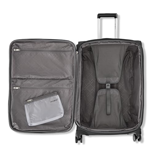 Samsonite Soft-Sided 25-Inch Lightweight Medium Checked Expandable Element Suitcase: Durable, 360° Spinner Wheels, Adjustable Telescopic Handle, 2 Front & 1 Side Pocket -Black - color: Black, size: 25-Inch Checked-Medium