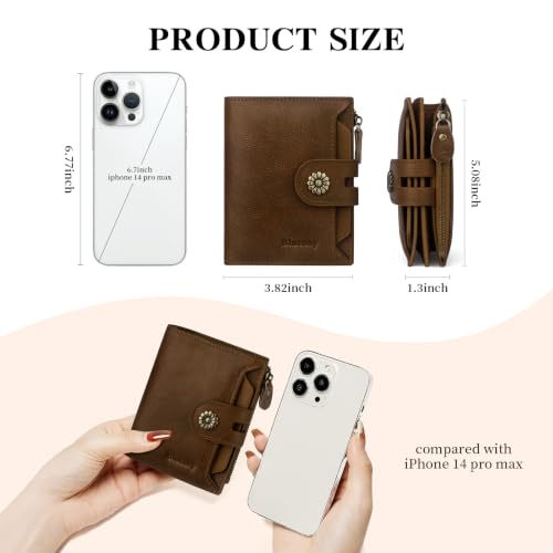 Wallet Women,RFID Blocking Womens Wallet,Leather Bifold Compact Small Wallet for Women Card Holder with Zip Coin Pocket(apricotbrown) - color: b8-apricotbrown