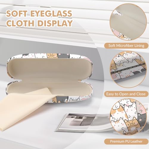 Glasses Case Hard Shell,Portable Protective Eyeglasses Case, Eyeglass Holder Box with Cleaning Cloth, for men women - color: Cat