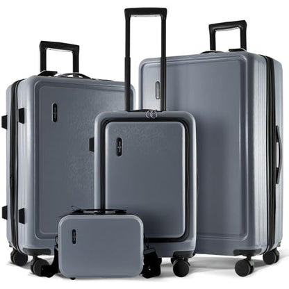 TRAVELARIM 4 Piece Luggage Sets with Spinner Wheels, Travel Suitcase Set | Expandable, Hard-shell, Scratch-Resistant, TSA Lock, Cosmetic Case, Medium & Large Checked Suitcase, 20/24/28 Inch, Grey - color: Grey, size: 4 Piece Set (20/24/28)