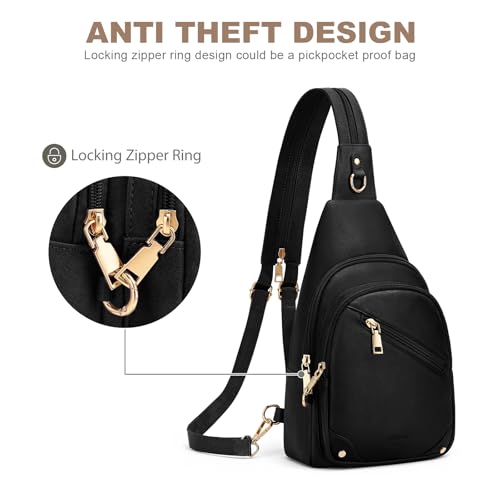 SYTRAH Anti Theft Sling Bag for Women, RFID Crossbody Purses Travel - color: Black