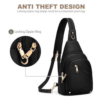 SYTRAH Anti Theft Sling Bag for Women, RFID Crossbody Purses Travel - color: Black