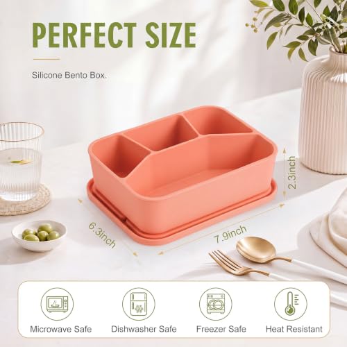 Ziliny 4 Pcs Silicone Bento Box Reusable Lunch Container, Bright Colors 1 - color: Bright Colors 1