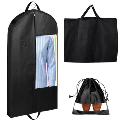 Garment Bags with 4" Gusseted(Black-43"-1pcs-Double zipper-80G Thickened) - size: 43"