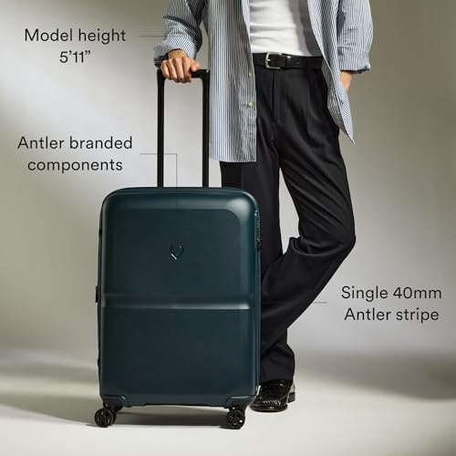 ANTLER Single Stripe Checked Medium Luggage, Indigo Blue, 26x18x12, 89L - color: Indigo Blue, size: Medium